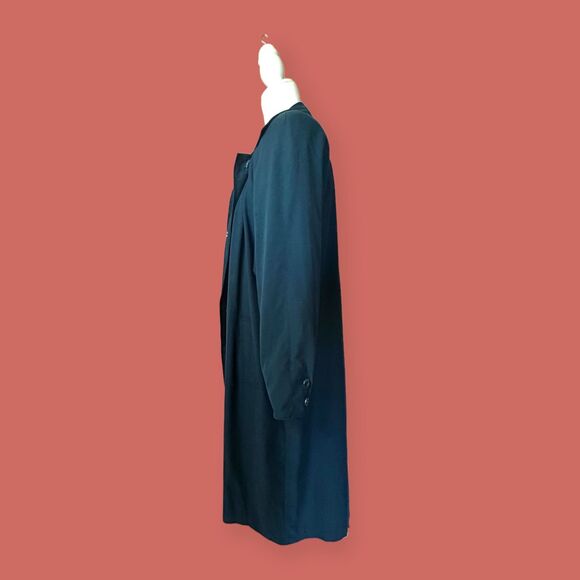 🦚 VTG TEAL TRENCH PRIVATE EYE DETECTIVE FLOWY 80s SIZE 8 PETITE - Picture 5 of 8